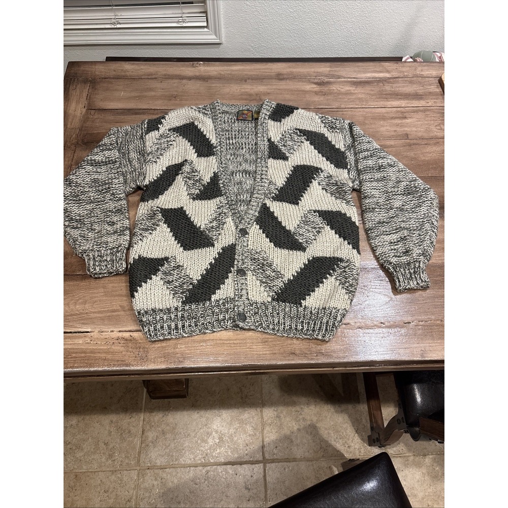 Vtg Saturdays Men's Grandpacore Multicolor Cardigan  Sweater Buttons L 1988
